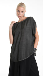 A34B W508425 BLUSA Over Satin Viscose Dyed Cold Black