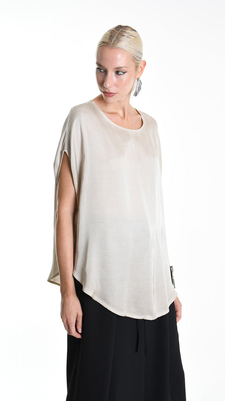 A34B W508425 BLUSA Over Satin Viscose Dyed Cold Sand