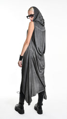 A34B W508625 GILET Asymmetric Satin Viscose Dyed Cold Black