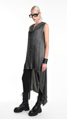 A34B W508625 GILET Asymmetric Satin Viscose Dyed Cold Black