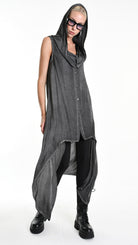 A34B W508625 GILET Asymmetric Satin Viscose Dyed Cold Black