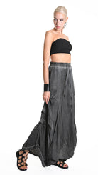 A34B W512425 TROUSER Over Wide Satin Viscose Black