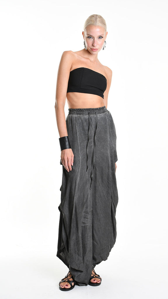 A34B W512425 TROUSER Over Wide Satin Viscose Black.