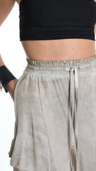 A34B W512425 TROUSER Over Wide Satin Viscose Sand