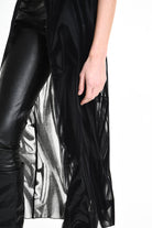 4B W5138 TANK TOP Over Tulle Devore Flocked Stretch Black LA HAINE INSIDE US