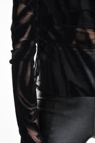 4B W5139 SWEATER Tulle Devore Flocked Stretch Black LA HAINE INSIDE US