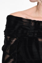 4B W5139 SWEATER Tulle Devore Flocked Stretch Black LA HAINE INSIDE US