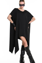 4B W5140 DRESS Asymmetric Over Punto Milano UNISEX  Black LA HAINE INSIDE US