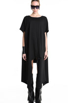 4B W5140 DRESS Asymmetric Over Punto Milano UNISEX  Black LA HAINE INSIDE US
