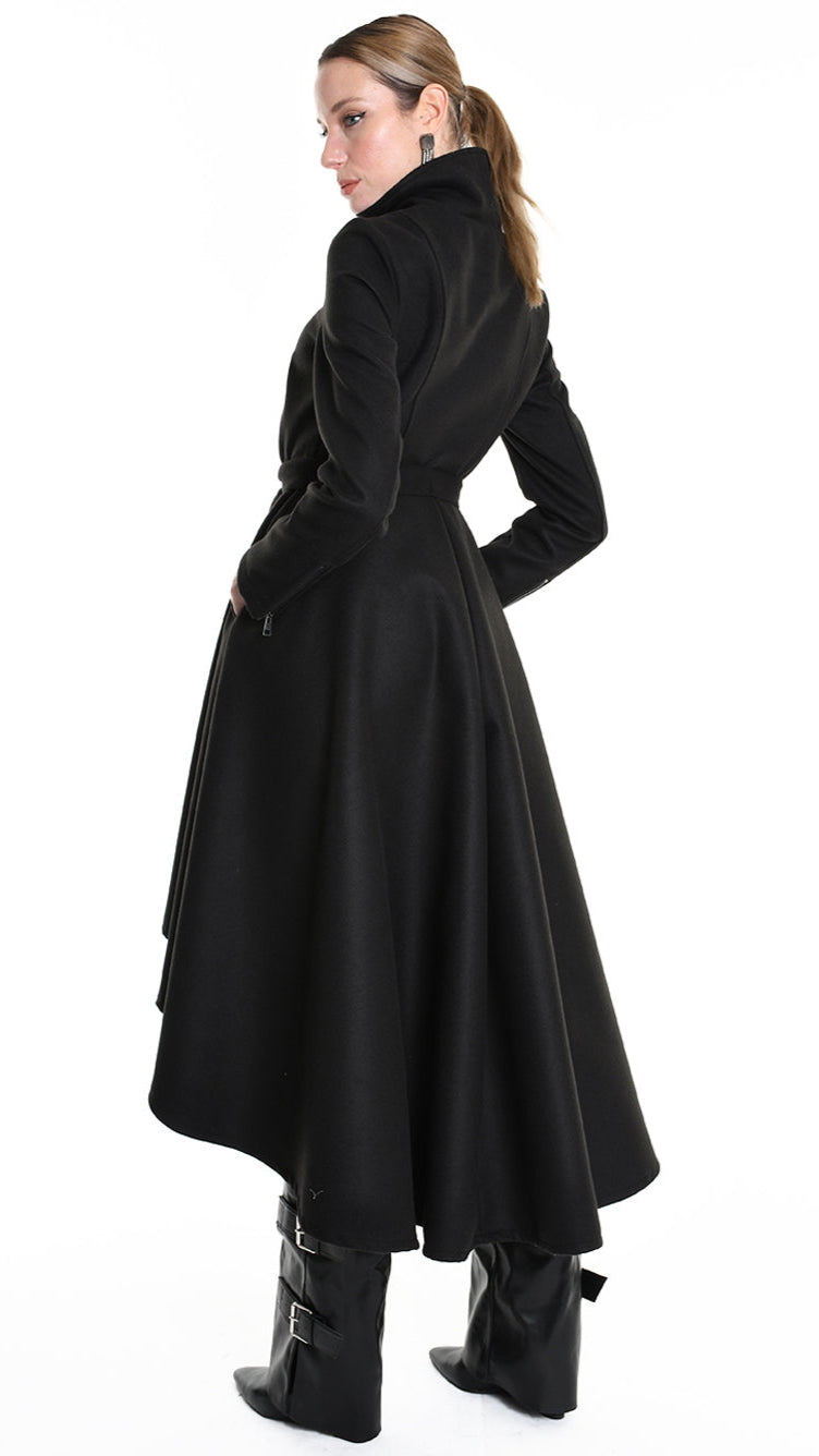 4B W5151 COAT Asymmetric Cloth Lined Black TEPHRA