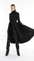 4B W5151 COAT Asymmetric Cloth Lined Black TEPHRA