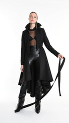 4B W5151 COAT Asymmetric Cloth Lined Black TEPHRA