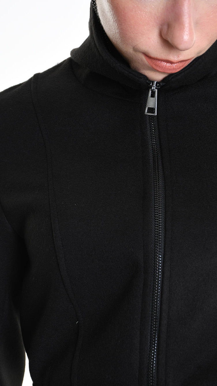 4B W5151 COAT Asymmetric Cloth Lined Black TEPHRA