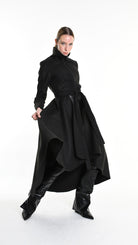 4B W5151 COAT Asymmetric Cloth Lined Black TEPHRA