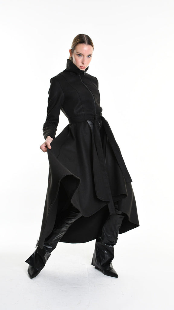 4B W5151 COAT Asymmetric Cloth Lined Black TEPHRA