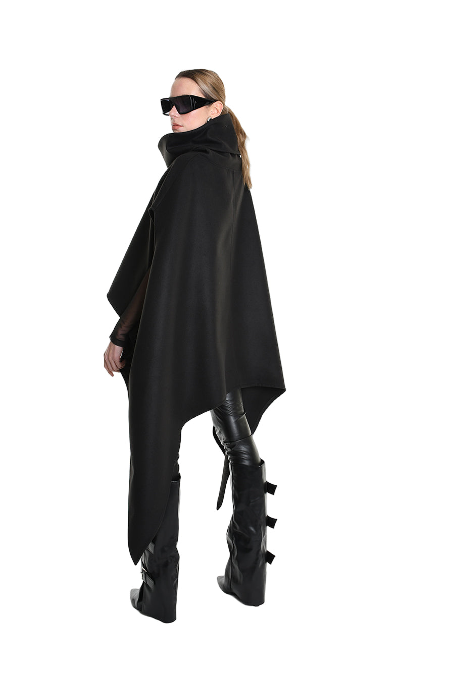 4B W5153 CAPE Over Asymmetric Cloth UNISEX D Black LA HAINE INSIDE US