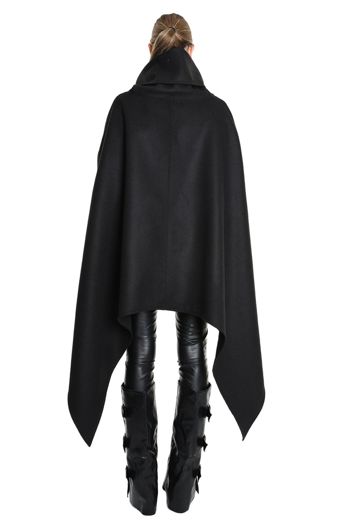 4B W5153 CAPE Over Asymmetric Cloth UNISEX D Black LA HAINE INSIDE US