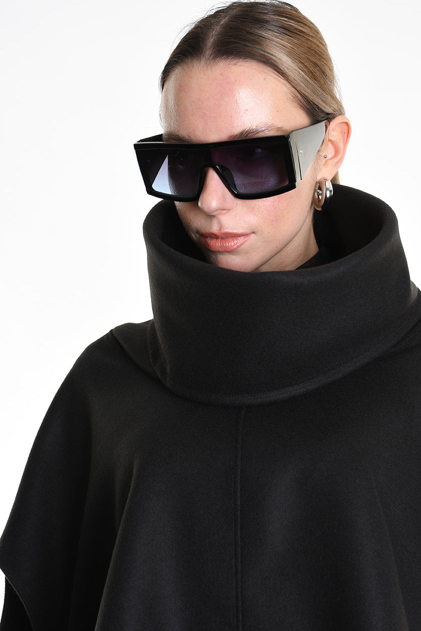 4B W5153 CAPE Over Asymmetric Cloth UNISEX D Black LA HAINE INSIDE US
