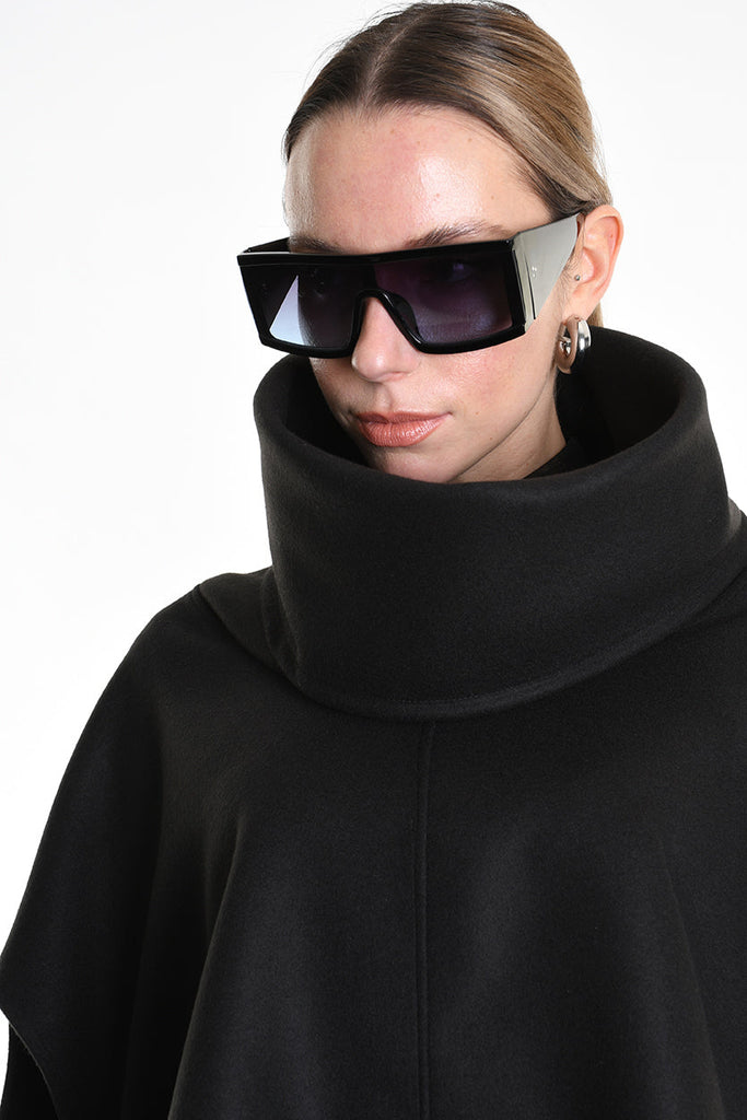 4B W5153 CAPE Over Asymmetric Cloth UNISEX D Black LA HAINE INSIDE US