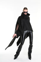 4B W5153 CAPE Over Asymmetric Cloth UNISEX D Black LA HAINE INSIDE US