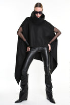 4B W5153 CAPE Over Asymmetric Cloth UNISEX D Black LA HAINE INSIDE US