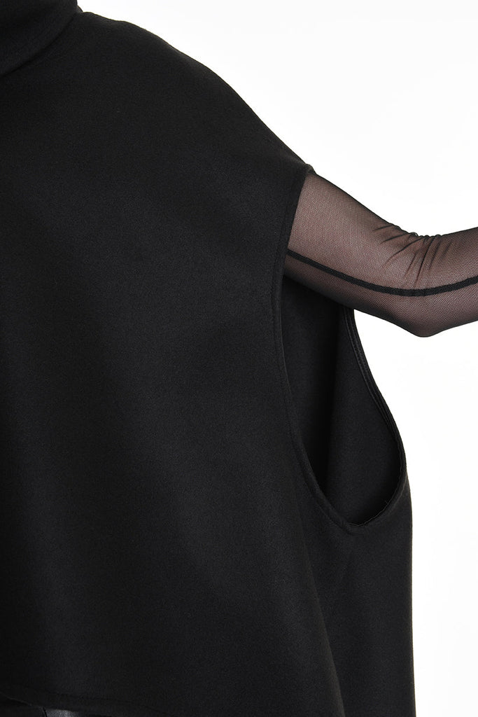 4B W5153 CAPE Over Asymmetric Cloth UNISEX D Black LA HAINE INSIDE US