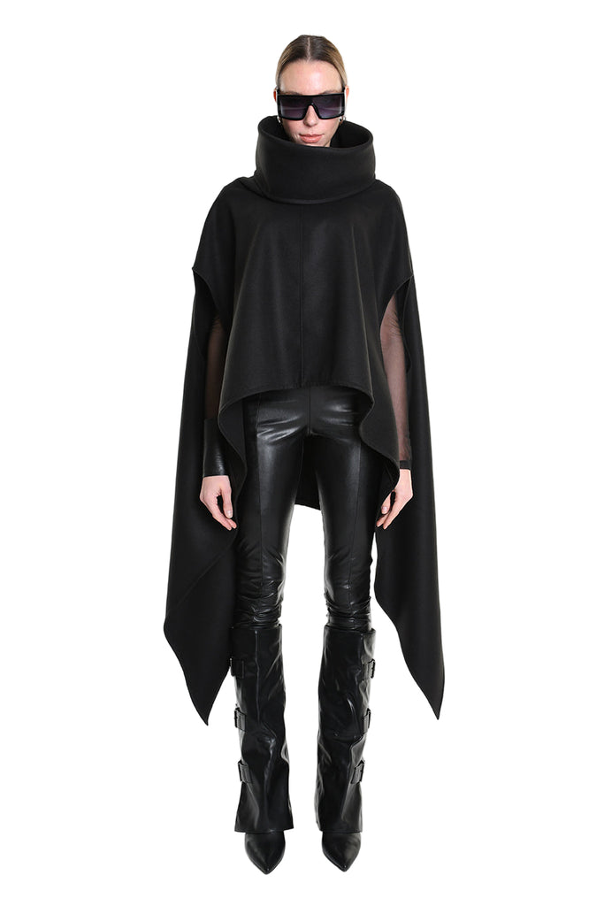 4B W5153 CAPE Over Asymmetric Cloth UNISEX D Black LA HAINE INSIDE US