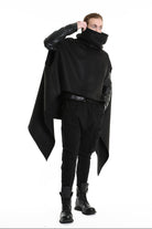 4B W5153 CAPE Over Asymmetric Cloth UNISEX D Black LA HAINE INSIDE US