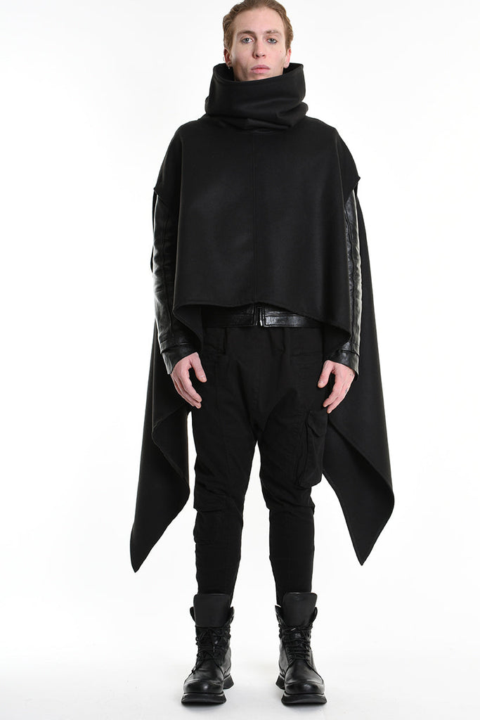 4B W5153 CAPE Over Asymmetric Cloth UNISEX D Black LA HAINE INSIDE US