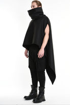 4B W5153 CAPE Over Asymmetric Cloth UNISEX D Black LA HAINE INSIDE US