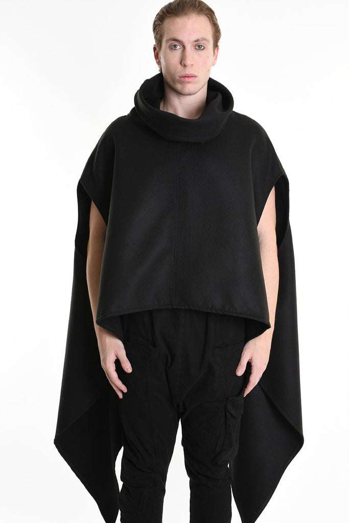 4B W5153 CAPE Over Asymmetric Cloth UNISEX D Black LA HAINE INSIDE US