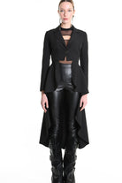 4B W5154 ASYMMETRICAL JACKET in Techno Stretch & Tulle Black LA HAINE INSIDE US