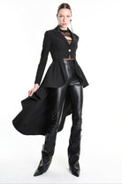 4B W5154 ASYMMETRICAL JACKET in Techno Stretch & Tulle Black LA HAINE INSIDE US