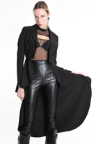4B W5154 ASYMMETRICAL JACKET in Techno Stretch & Tulle Black LA HAINE INSIDE US