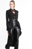 4B W5154 ASYMMETRICAL JACKET in Techno Stretch & Tulle Black LA HAINE INSIDE US
