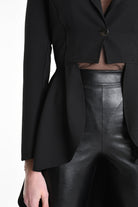 4B W5154 ASYMMETRICAL JACKET in Techno Stretch & Tulle Black LA HAINE INSIDE US