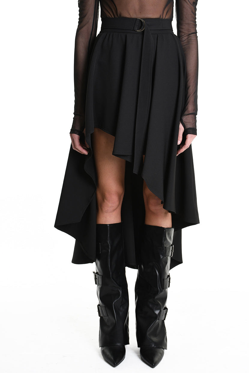 4B W5155 SKIRT Asymmetric Tecno Stretch Black LA HAINE INSIDE US