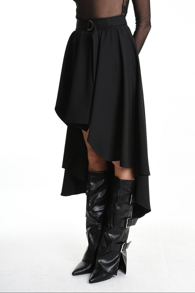 4B W5155 SKIRT Asymmetric Tecno Stretch Black LA HAINE INSIDE US
