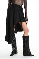 4B W5155 SKIRT Asymmetric Tecno Stretch Black LA HAINE INSIDE US