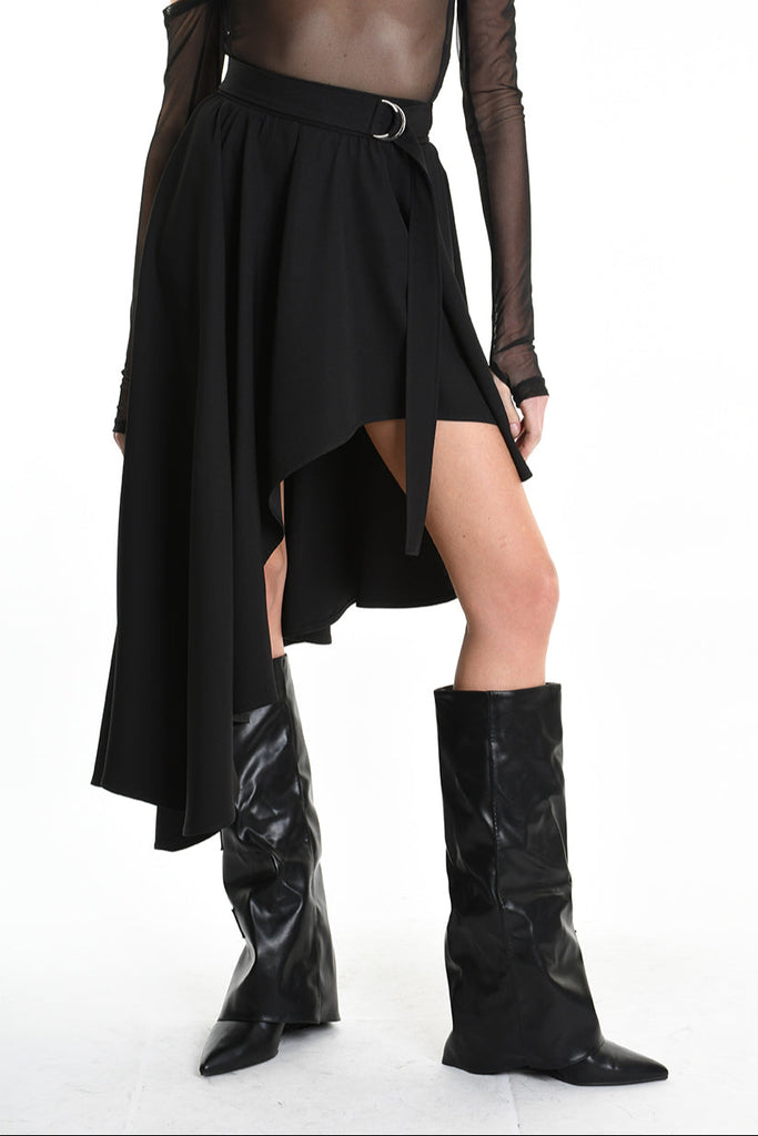 4B W5155 SKIRT Asymmetric Tecno Stretch Black LA HAINE INSIDE US