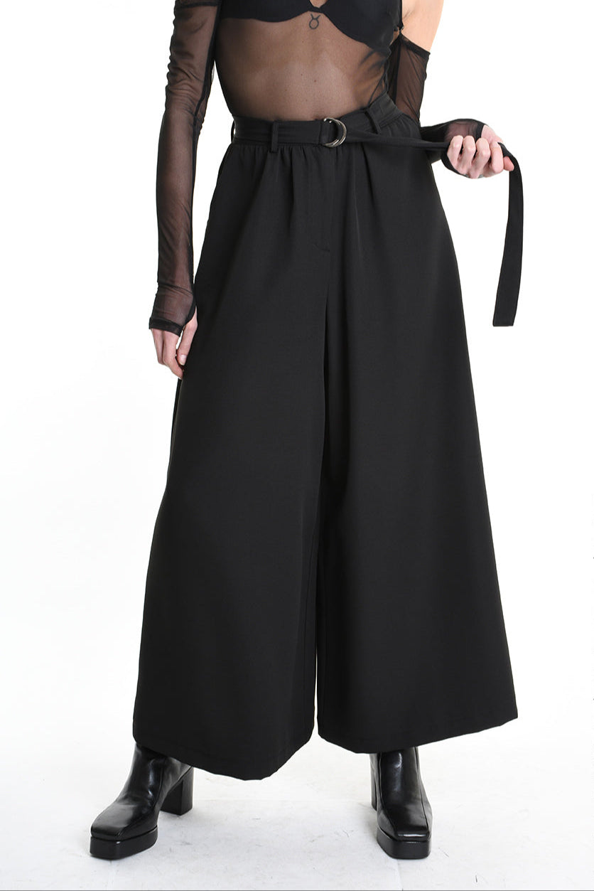 4B W5156 TROUSER Wide Fit Tecno Stretch Black WOMAN LA HAINE INSIDE US