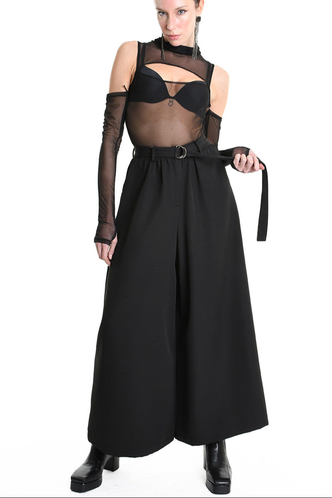 4B W5156 TROUSER Wide Fit Tecno Stretch Black WOMAN LA HAINE INSIDE US