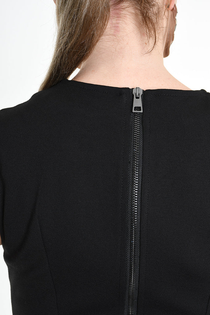 4B W5157 DRESS Asymmetric Sleeveless Punto Milano Black LA HAINE INSIDE US