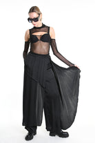 4B W5165 TROUSER Regular Satin Viscose Dyed Hot Black WOMAN LA HAINE INSIDE US