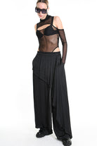 4B W5165 TROUSER Regular Satin Viscose Dyed Hot Black WOMAN LA HAINE INSIDE US