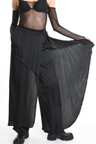 4B W5165 TROUSER Regular Satin Viscose Dyed Hot Black WOMAN LA HAINE INSIDE US