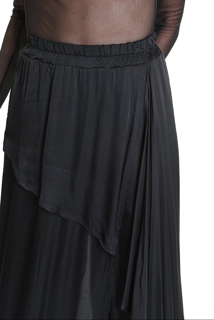 4B W5165 TROUSER Regular Satin Viscose Dyed Hot Black WOMAN LA HAINE INSIDE US