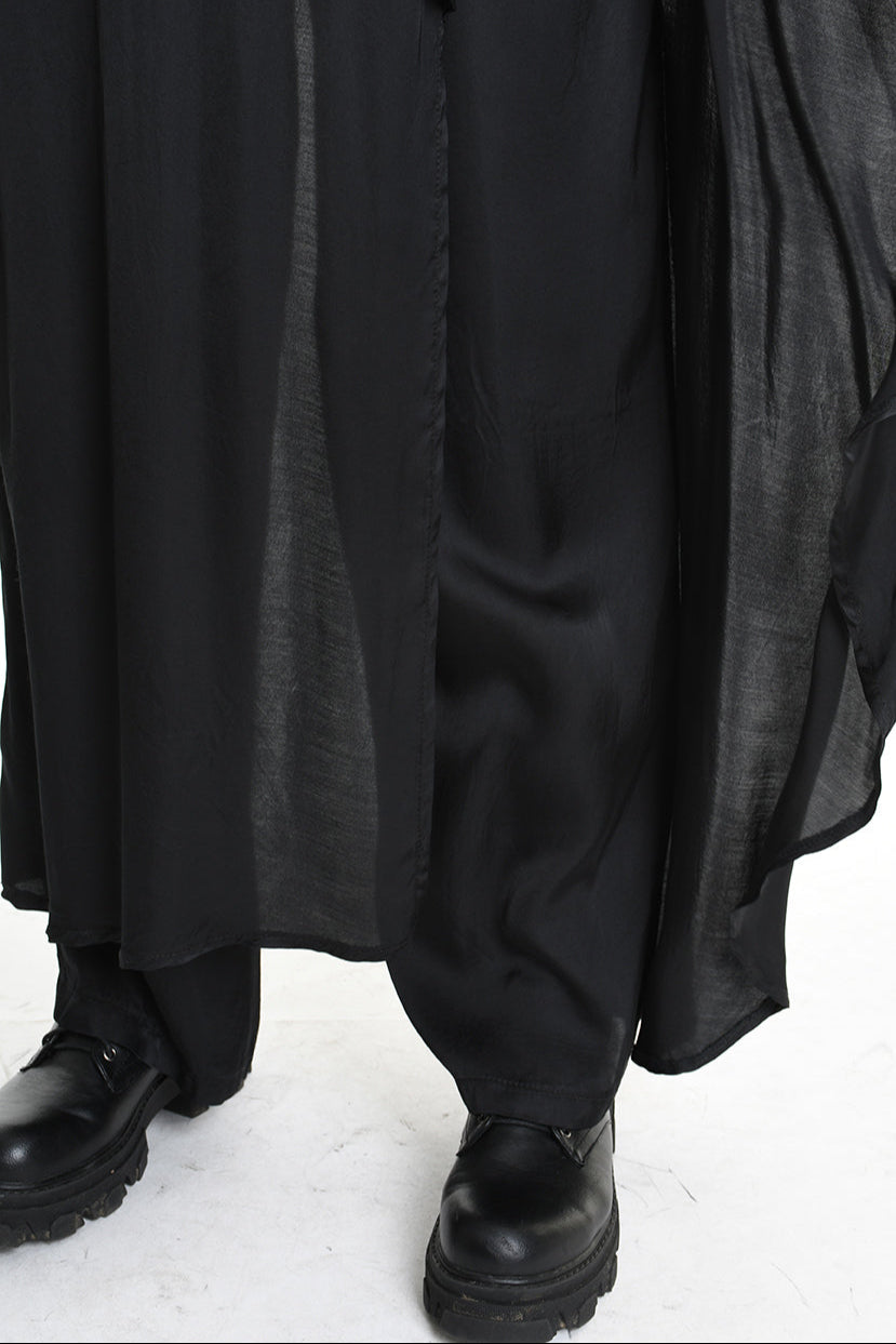 4B W5165 TROUSER Regular Satin Viscose Dyed Hot Black WOMAN LA HAINE INSIDE US