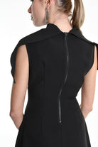 4B W5174 DRESS Asymmetric Tecno Stretch & Faux Leather Black LA HAINE INSIDE US