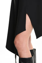 4B W5174 DRESS Asymmetric Tecno Stretch & Faux Leather Black LA HAINE INSIDE US